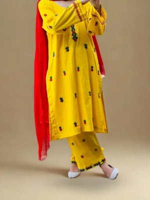 Yellow Floral 3piece dress