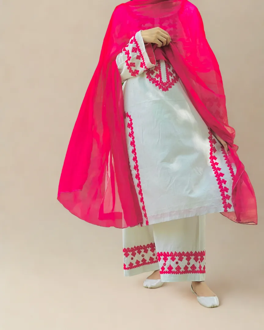 White & Pink 3 piece suit