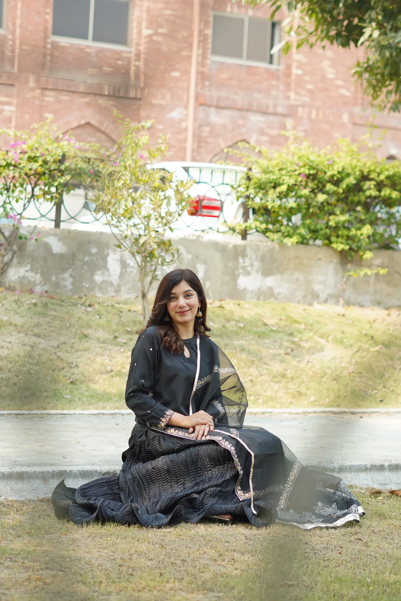 Black Tussle Silk Sharara - Image 2