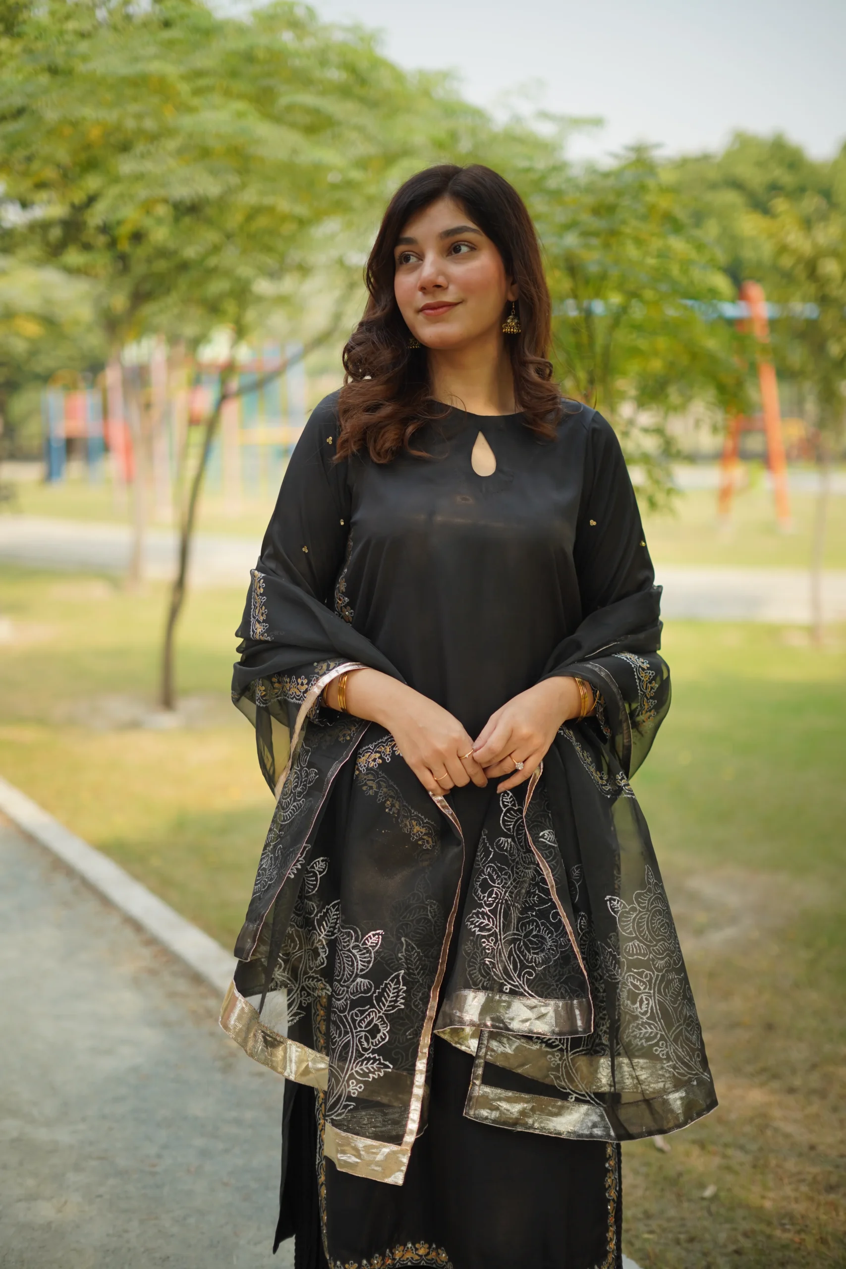 Black Tussle Silk Sharara - Image 8