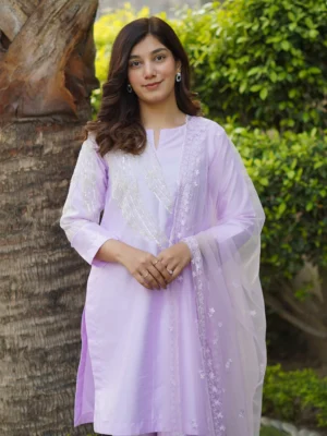 Lilac Raw Silk Suit