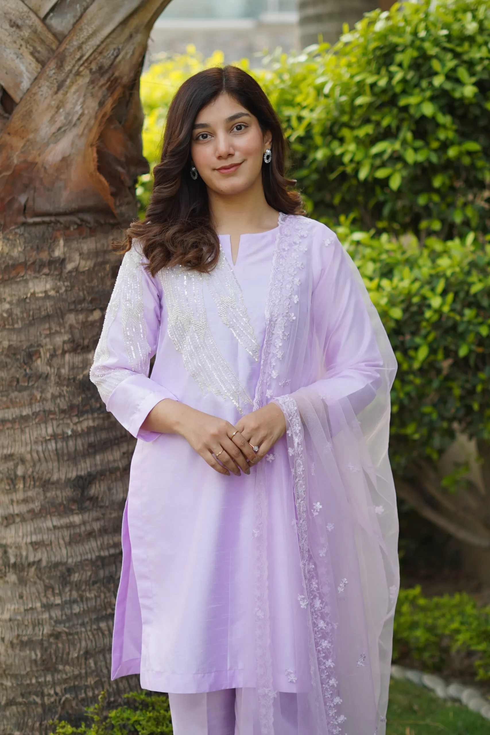 Lilac Raw Silk Suit