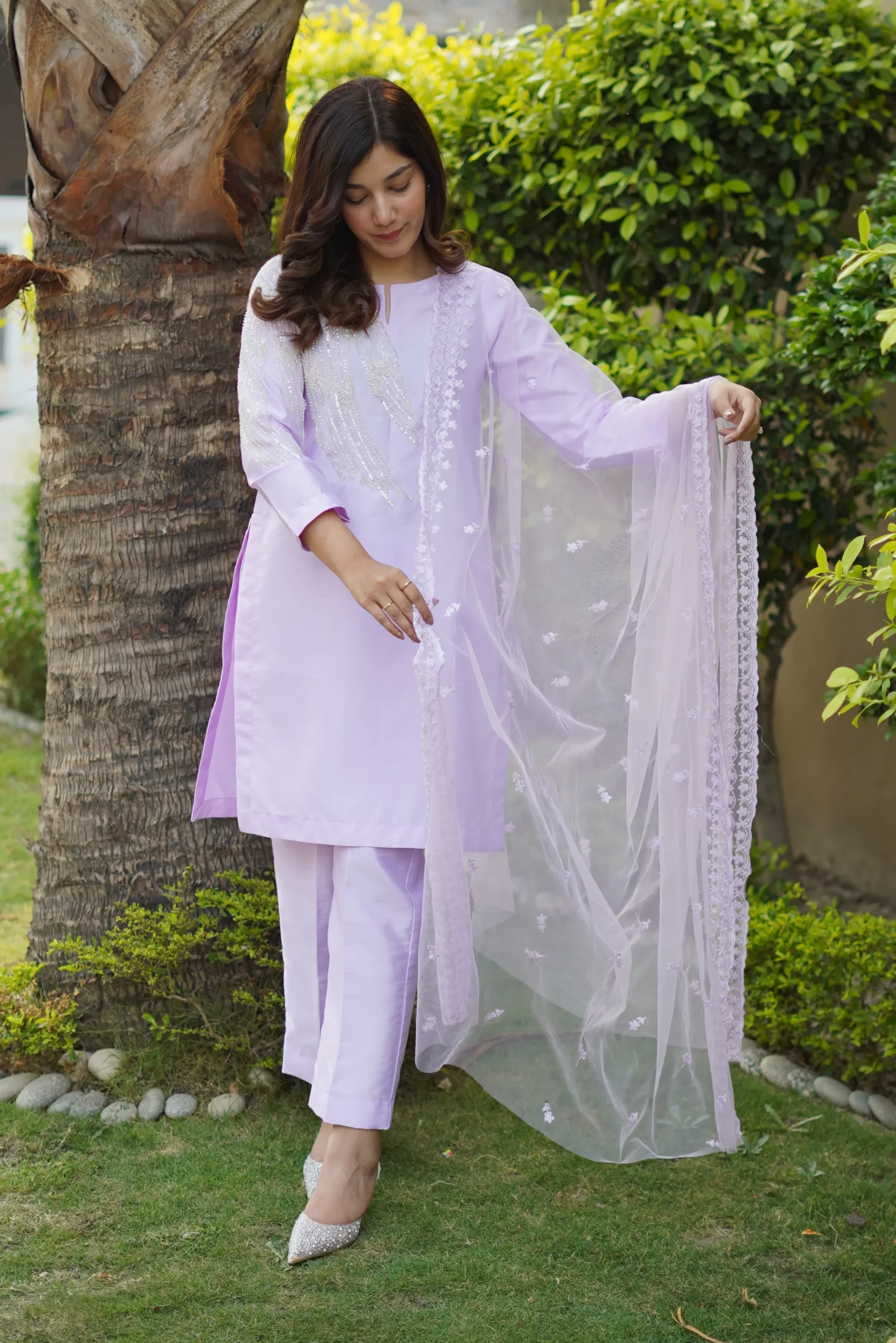Lilac Raw Silk Suit - Image 4